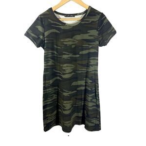 FV RELAY Women's Camouflage Short Sleeve Tee Shirt Mini Dress Green Size Small